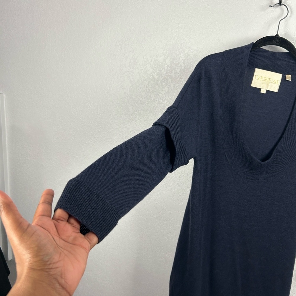 Thread Social Womens Navy Blue cowl Neck Sweater Dress Sz S Long Sleeve Wool - Picture 5 of 8